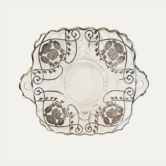 Other - Vintage Sterling Sliver Overlay Glass Dish Flanders Poppy Pattern